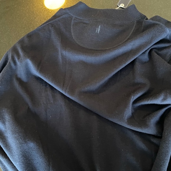 johnnie-O Blue Zip Up Sweater with Quarter-Zip Neckline and Soft Fabric - Picture 6 of 7